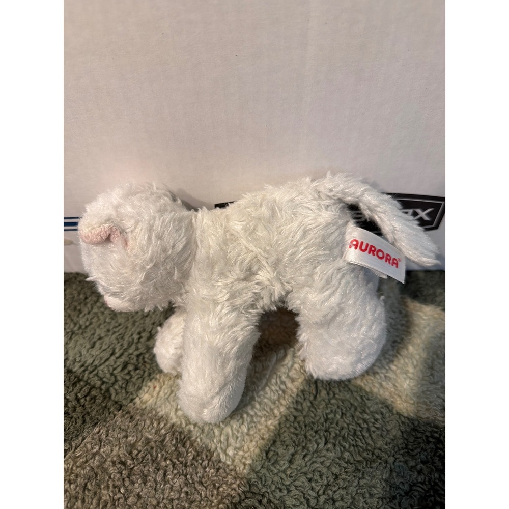 Aurora World White Kitten Plush Stuffed Animal Shaggy Cat 2018 Small 5 Inch
